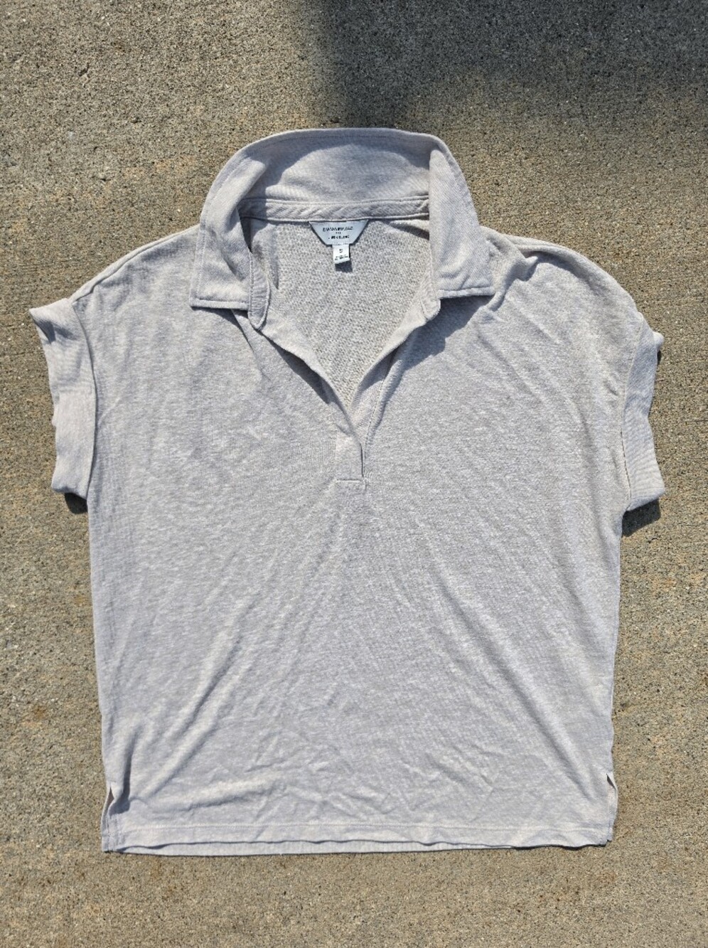 Banana Republic Linen Blend Polo Shirt Beige Short Sleeve Womens Small